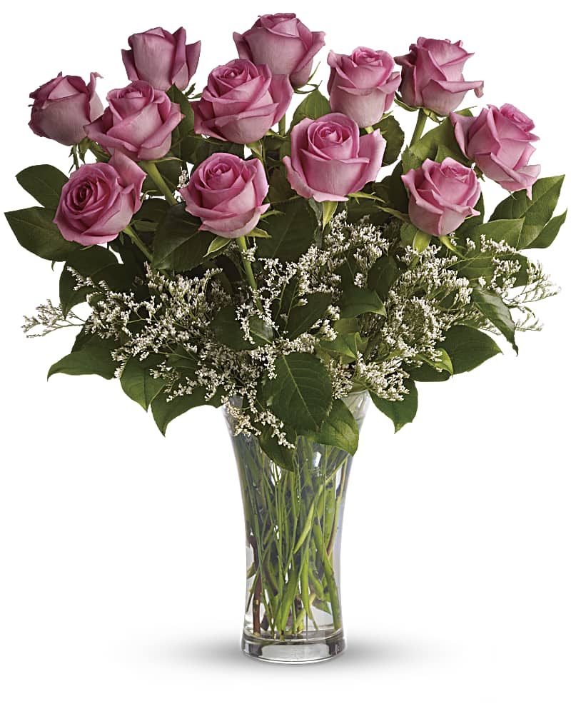 12 Long Stemmed Pink Roses - by Lily's Florist