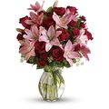 Lilies & Long Stemmed Red Roses