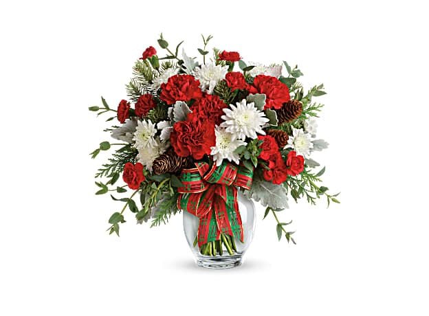 Holiday Time 17” Christmas Artificial Floral Arrangement in White