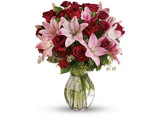 Lilies & Long Stemmed Red Rose small